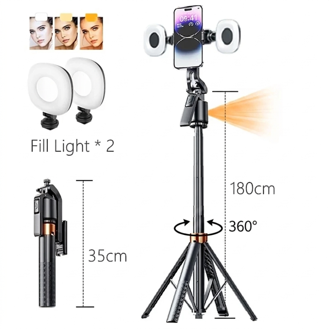Trípode IA 360° con seguimiento facial.