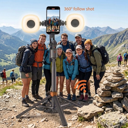 Trípode IA 360° con seguimiento facial.