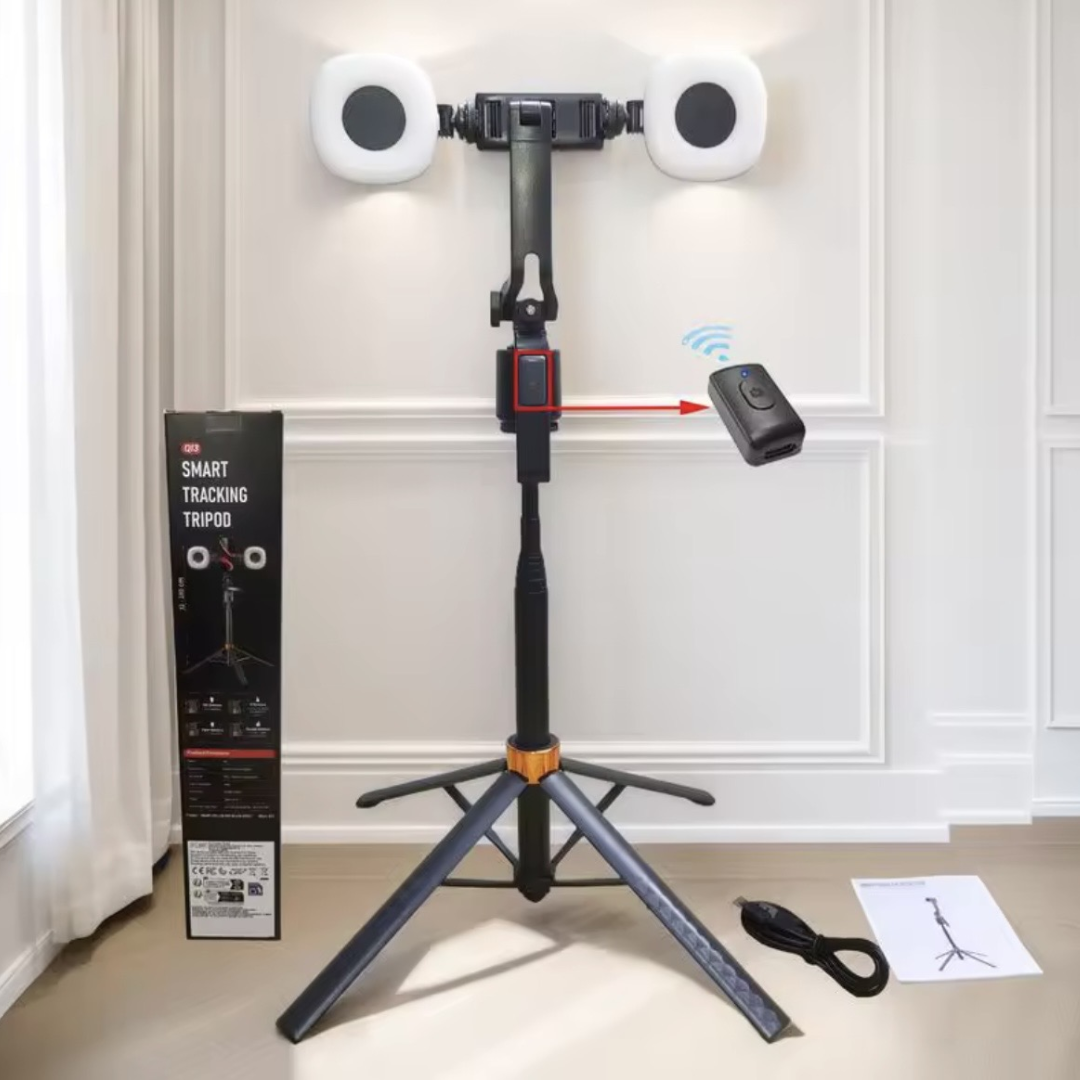 Trípode IA 360° con seguimiento facial.