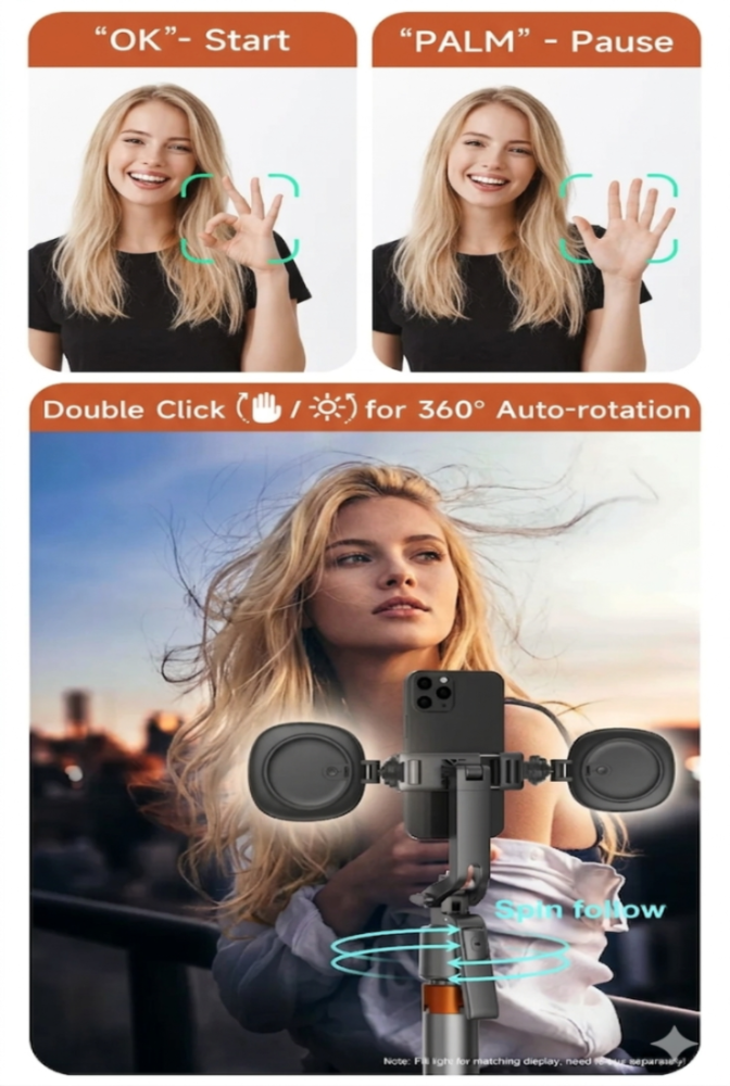 Trípode IA para móvil, cámara y GoPro 360°.